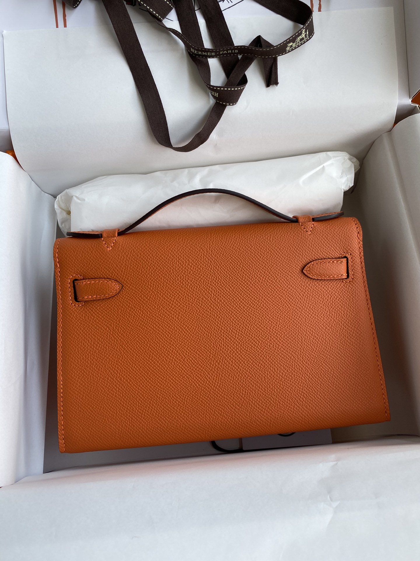 Hermes Mini Kelly Pochette 22cm Bag In Orange Epsom Leather